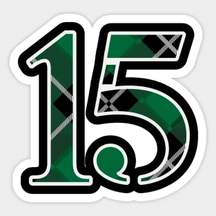 15 Sports Jersey Number Green Black Flannel Sticker